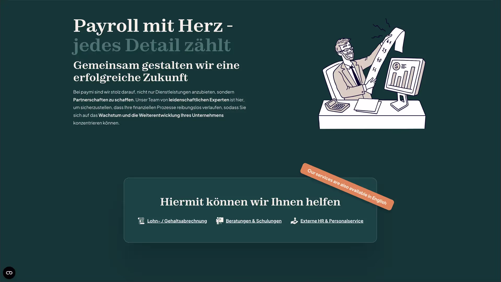Hero-Sektion Leistungen paymi-Website